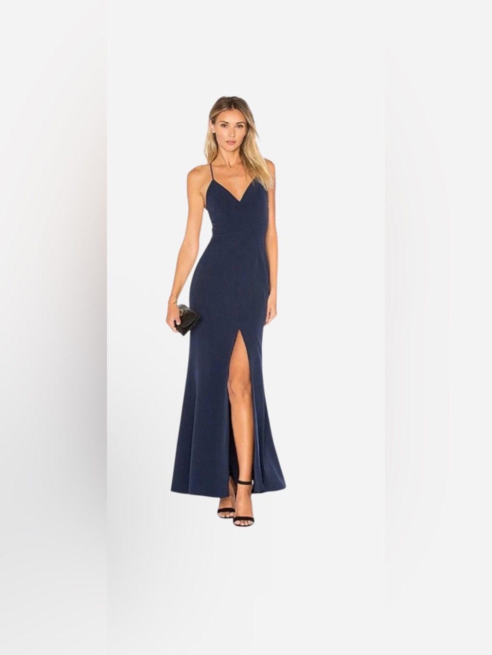 Lulu's Midnight Navy Spaghetti Strap Formal Dress - Picture 2 of 6